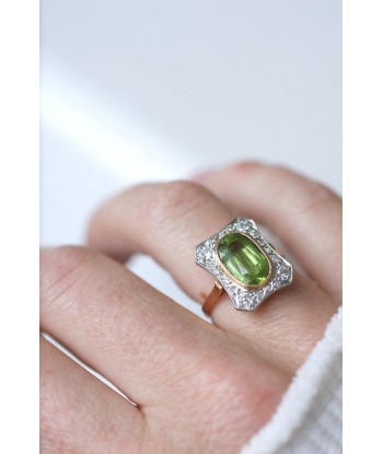 Bague Belle Epoque Peridot entourage diamants votre