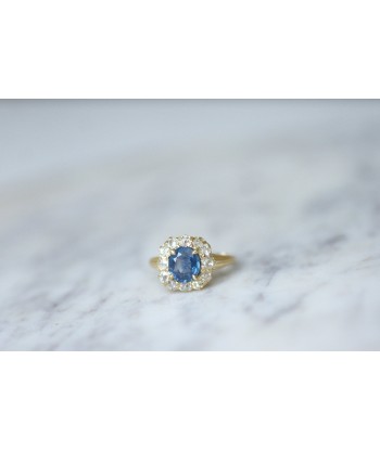 Bague marguerite saphir entourage diamants chez Cornerstreet bien 