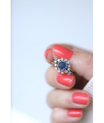 Bague fil saphir entourage diamants soldes