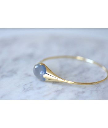 Bracelet jonc Art Deco calcédoine bleue chez Cornerstreet bien 