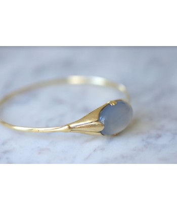 Bracelet jonc Art Deco calcédoine bleue chez Cornerstreet bien 