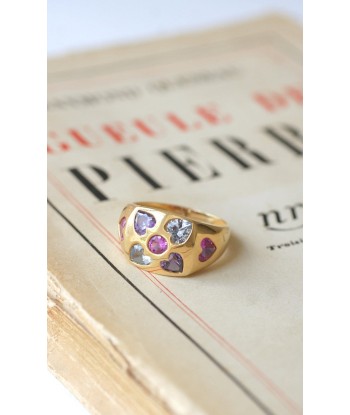 Bague boule vintage or jaune et pierres de couleur Les magasins à Paris