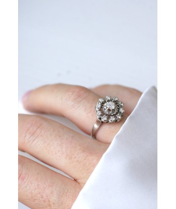 Bague marguerite or blanc et diamants Livraison rapide