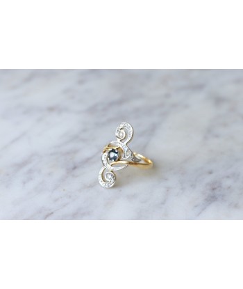 Bague Volutes Diamants et Saphir 50-70% off 