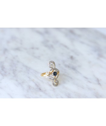 Bague Volutes Diamants et Saphir 50-70% off 