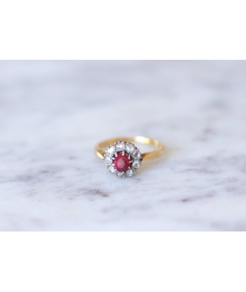 Bague marguerite spinelle rouge entourage diamants prix pour 