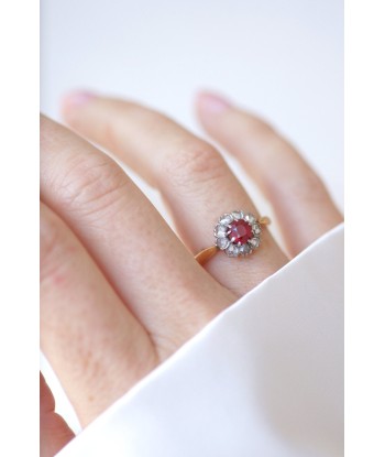 Bague marguerite spinelle rouge entourage diamants prix pour 