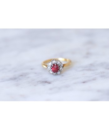 Bague marguerite spinelle rouge entourage diamants prix pour 