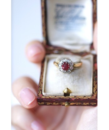 Bague marguerite spinelle rouge entourage diamants prix pour 