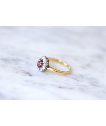 Bague marguerite spinelle rouge entourage diamants prix pour 