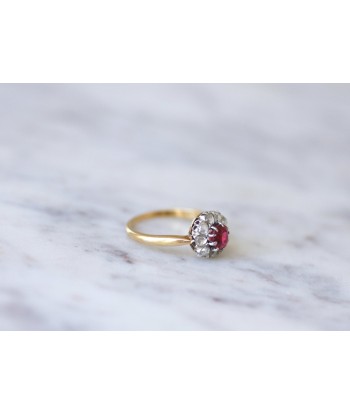 Bague marguerite spinelle rouge entourage diamants prix pour 