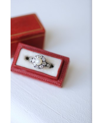 Bague marguerite diamants et perle pas cher