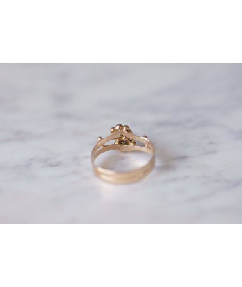 Bague ancienne fleurs et boules en or 18Kt plus qu'un jeu 