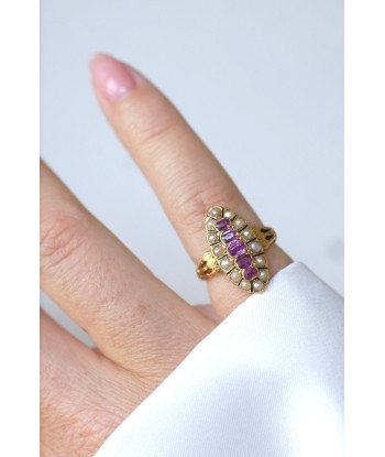 Bague marquise perles et rubis s'inspire de l'anatomie humaine