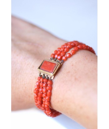 Bracelet ancien rangs de corail, fermoir or votre restaurant rapide dans 