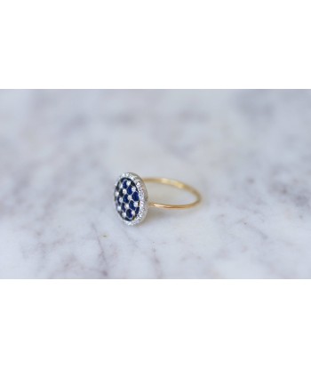 Bague damier, émail, et diamants Véritable concentré