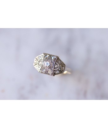 Bague de fiançailles Art Deco platine or blanc et diamants paiement sécurisé