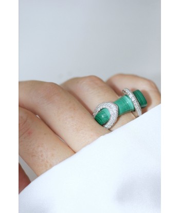 Bague Cocktail Gucci, malachite et diamants sur or blanc livraison gratuite