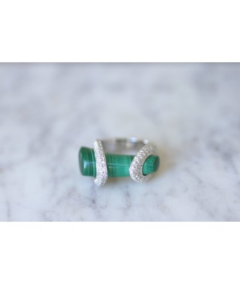 Bague Cocktail Gucci, malachite et diamants sur or blanc livraison gratuite