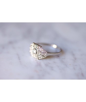 Bague de fiançailles Art Deco platine or blanc et diamants paiement sécurisé