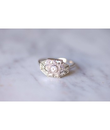 Bague de fiançailles Art Deco platine or blanc et diamants paiement sécurisé