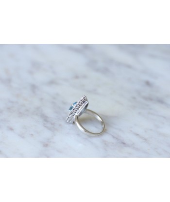 Marquise diamants et topaze bleue acheter