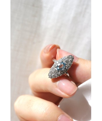 Marquise diamants et topaze bleue acheter