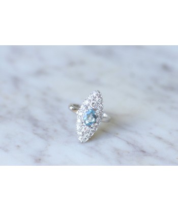 Marquise diamants et topaze bleue acheter