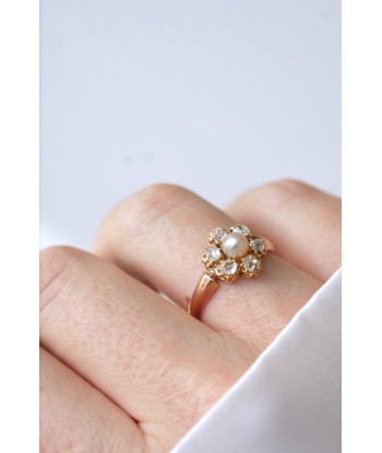 Bague marguerite perle fine et diamants votre restaurant rapide dans 