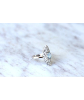 Marquise diamants et topaze bleue acheter