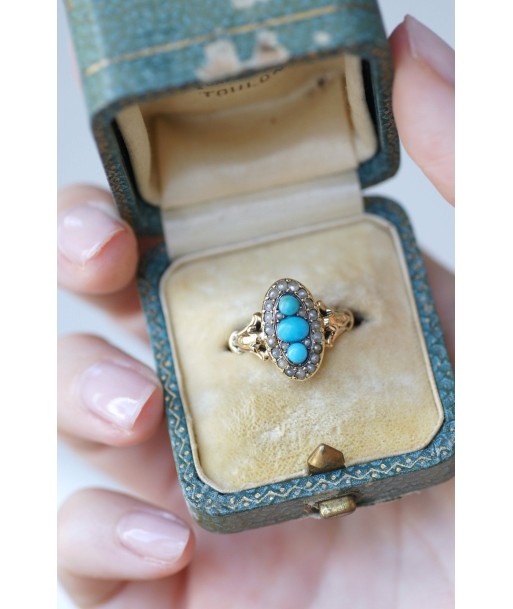 Bague marquise turquoises et perles Les êtres humains sont 