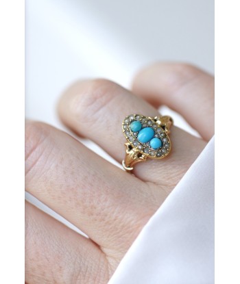 Bague marquise turquoises et perles Les êtres humains sont 