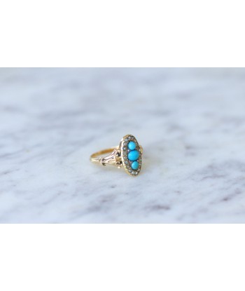 Bague marquise turquoises et perles Les êtres humains sont 