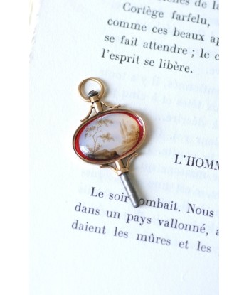 Clef de montre paysage miniature sur verre de France