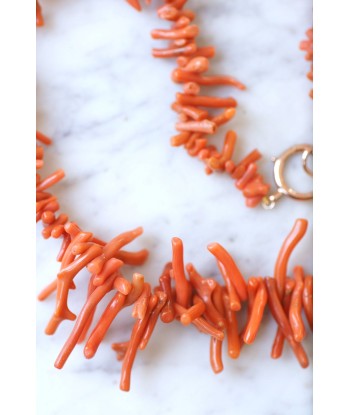 Collier branche corail fermoir or rose pas cher