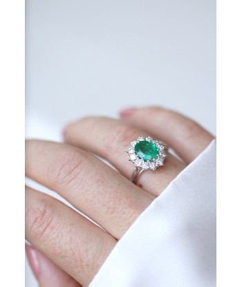 Bague marguerite émeraude & diamants du meilleur 