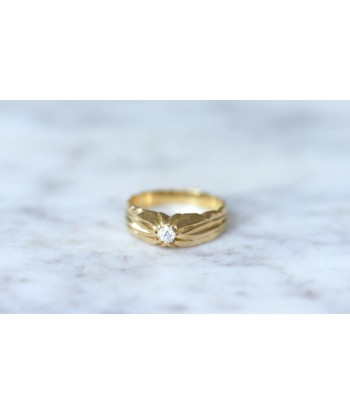 Bague jonc or jaune et diamant solde