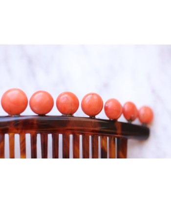 Peigne à cheveux ancien, diadème de mariage, en écaille de tortue et corail destockage