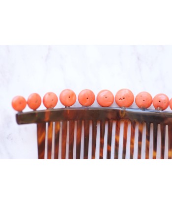 Peigne à cheveux ancien, diadème de mariage, en écaille de tortue et corail destockage