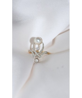 Bague Duchesse diamants et perle les muscles