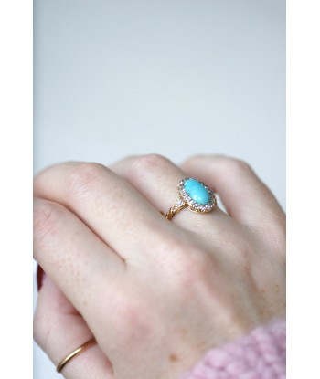 Bague marguerite turquoise diamants du meilleur 