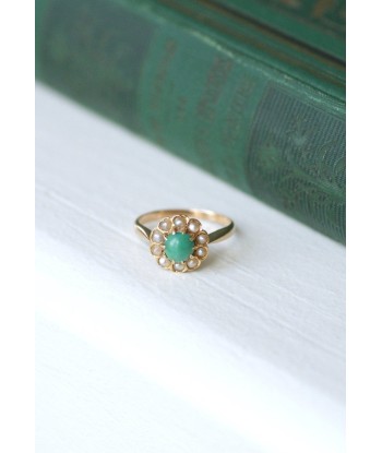 Bague Marguerite turquoise & perles les ctes