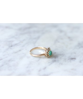 Bague Marguerite turquoise & perles les ctes