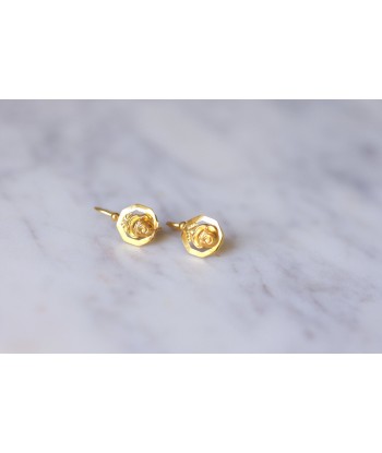 Boucles d'oreilles fleurs Art Déco en or jaune à prix réduit toute l'année