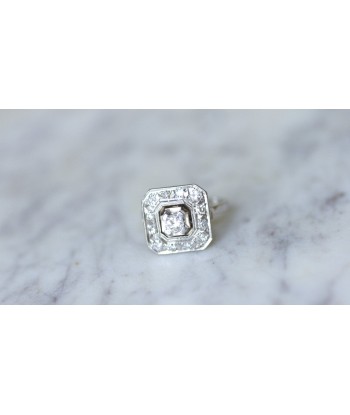 Bague de fiançailles diamant Art Deco octogonale basket pas cher