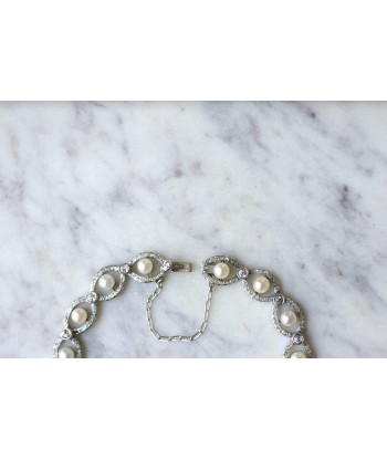 Bracelet Art Deco platine, diamants, et perles fines pas cher chine