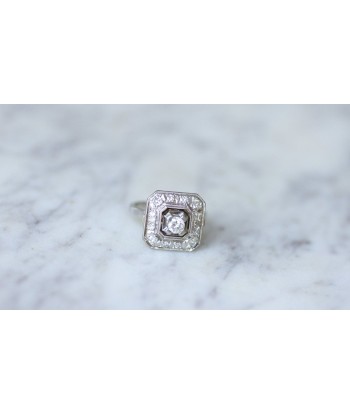 Bague de fiançailles diamant Art Deco octogonale basket pas cher