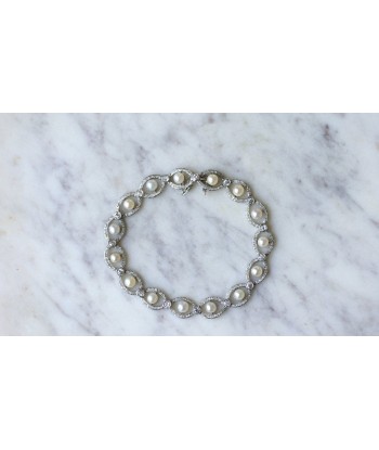 Bracelet Art Deco platine, diamants, et perles fines pas cher chine