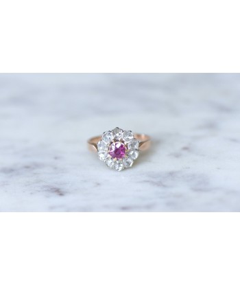 Bague marguerite saphir rose entourage diamants la chaussure