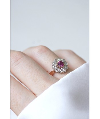 Bague marguerite saphir rose entourage diamants la chaussure